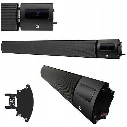 Grzejnik sufitowy ścienny czarny 2400W PILOT wyświetlacz IP44 timer na Arena.pl