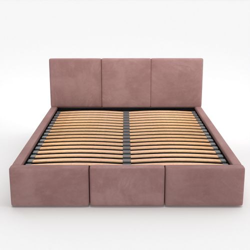 ŁÓŻKO TAPICEROWANE DO SYPIALNI 140x200 ŁÓŻKO PODWÓJNE Z POJEMNIKIEM RÓŻOWE na Arena.pl