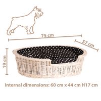 POPPY WIKLINOWE OWALNE LEGOWISKO DLA ZWIERZĄT KOSZ DLA PSA 75X57 H19 / ROZMIAR WEWNĘTRZNY 60X44 H17 CM
