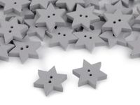 GWIAZDKI GUZIKI DREWNIANE DEKOR SZARY GOŁĘBI 19MM 5SZT