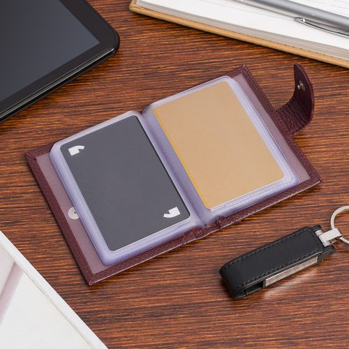 skórzane etui na karty - bordowe na Arena.pl