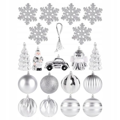 20x Bombki CHOINKOWE świąteczne nietłukące SREBRNE zestaw bombek na choinkę na Arena.pl