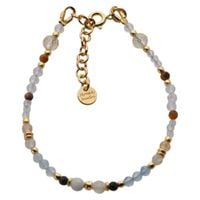 Bransoletka znak zodiaku bliźnięta - mix kamieni i srebro złocone