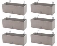 Doniczka balkonowa DRTC500 z uchwytem, 6 szt. | Mocca, Wymiary 19x50x19 cm, DIKEL