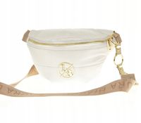 Laura Biaggi - nerka saszetka listonoszka biały mat przeszycia KB82