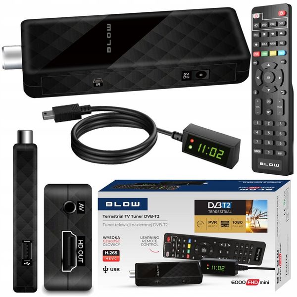 DEKODER TUNER TV DVB-T2 HEVC H.265 FULL HD MINI STICK PILOT ZESTAW zdjęcie 10