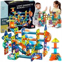 DUŻE KLOCKI MAGNETYCZNE KONSTRUKCYJNE TOR KULKOWY ŚWIECĄCE 110EL KULODROM