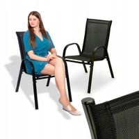 Zestaw KRZESŁO OGRODOWE Stalowe FOTEL na TARAS SOLIDNE Tadar czarne 2 szt