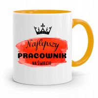 Dla Pracownika Kubek Żółty Najlepszy Na Świecie Z Nadrukiem Ze Zdjęciem