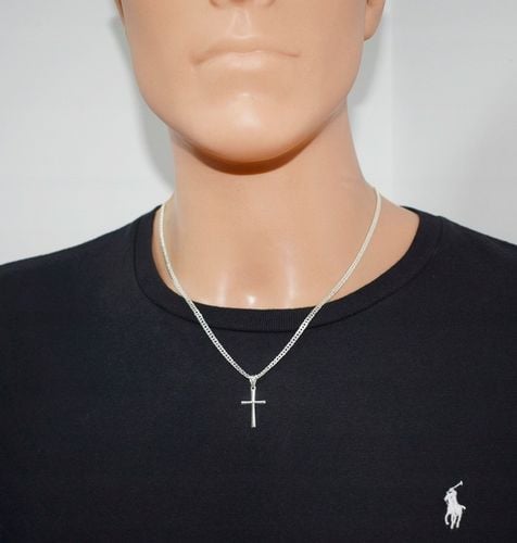 Łańcuszek Srebrny Rombo Pełny Diamentowany z Krzyżykiem 925 Grawer Gratis na Arena.pl