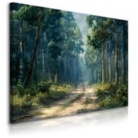 OBRAZ DO SALONU SYPIALNI MALOWANY LAS DRZEWA LEŚNA ŚCIEŻKA KRAJOBRAZ 120x80