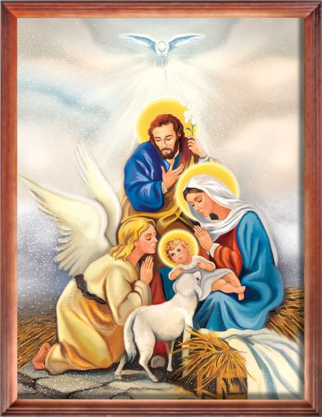 Obraz Święta Rodzina 30 X 40 Cm Rama Drewniana W205 zdjęcie 1