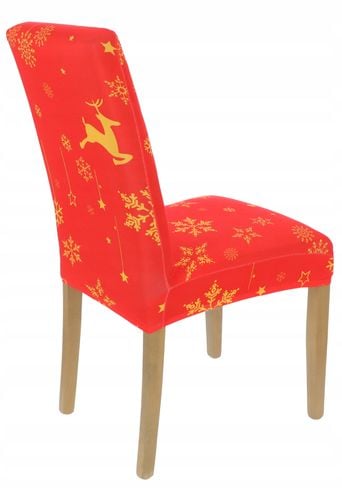 Pokrowiec Na Krzesło Czerwony Świąteczne Wzory Elastyczny na Arena.pl