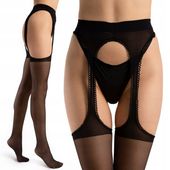 Fiore STRIP PANTY pończochy z pasem rajstopy AMOUR 20 DEN gładkie 4-L
