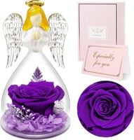 Figurka Anioł z Fioletową Różą w Szkle Prezent dla Mamy Babci 16cm