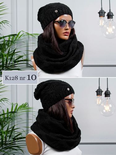 KOMPLET damski CZAPKA + KOMIN ciepły zimowy szal POLSKI z wełną KOLORY na Arena.pl