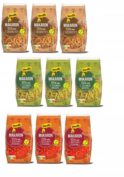 NOVELLE MAKARON MIX GROSZEK, SOCZEWICA, CIECIERZYCA 9 SZTUK X 250G zdjęcie 1