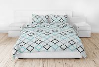 Pościel z kory 140x200 szara turkusowa czarna romby