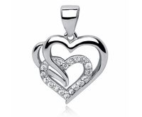 Rodowany srebrny wisiorek serce cyrkonia cyrkonie srebro 925 Z0655