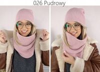 CIEPŁY KOMPLET CZAPKA + KOMIN damski POLSKI zimowy szal CIEMNA CZEKOLADA