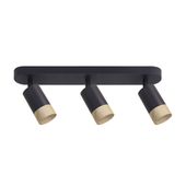 Conti lampa sufitowa listwa czarny 3x15W GU10 klosz czarny+drewniany