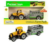 ŻÓŁTY TRAKTOR Z PRZYCZEPĄ