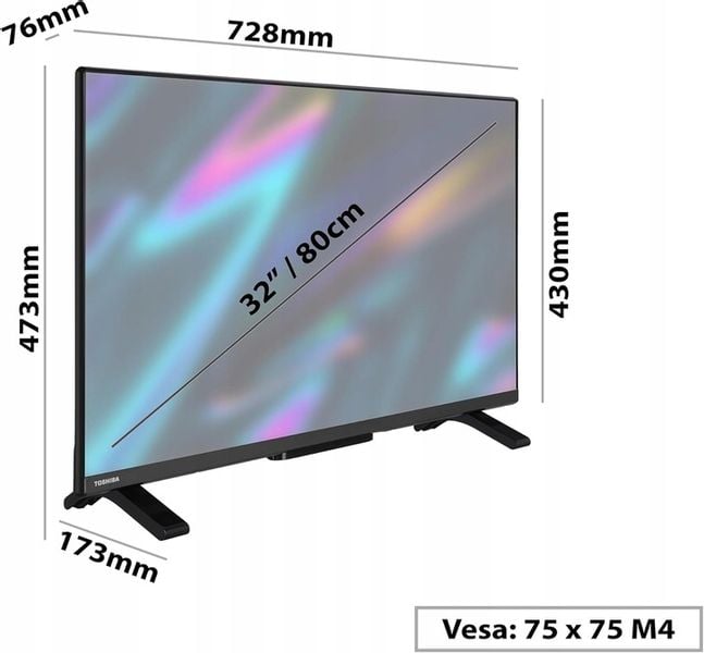 Telewizor Smart TV LED 32" TOSHIBA 32WV2E63DG VIDAA DVBT2 PVR Bluetooth HDR zdjęcie 4