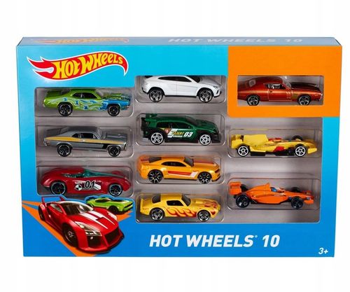 Zestaw aut Hot Wheels małych samochodzików pojazdów samochodów 10-pak metal na Arena.pl