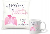 Zestaw PODUSZKA i KUBEK prezent na walentynki twój napis TEKST IMIONA