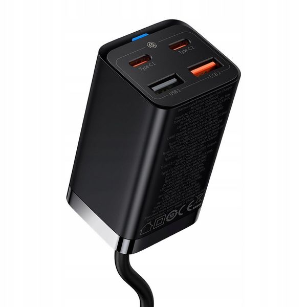 BASEUS SZYBKA ŁADOWARKA SIECIOWA GaN3 Pro 2x USB C / USB 65W MOCNY ZASILACZ zdjęcie 2