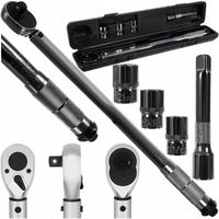 KLUCZ DYNAMOMETRYCZNY 1/2 28-210 Nm Z BOKADĄ DO KÓŁ + 3 NASADKI 17 19 21