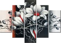 105CM 150CM OBRAZ 5 ELEM KWIECISTA SZAROŚĆ DRUK