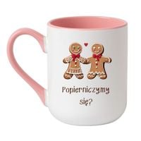 KUBEK "POPIERNICZYMY SIĘ?" Wzór - Elegant Biało-Różowy 330 ml