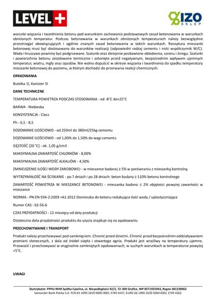 Zimowy Plastyfikator do Betonu 10L do -8°C L+35 zdjęcie 4