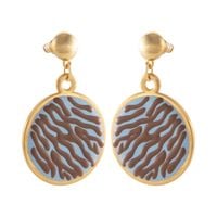 Kolczyki niebieskie plasterki w czekoladową zeberkę (P25/LAT/120/1AU)