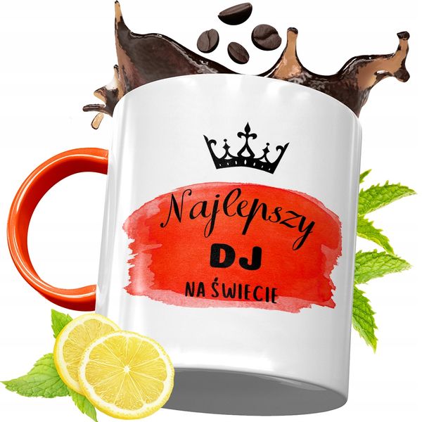 Kubek Pomarańczowy Dla Dja Prezent Z Nadrukiem Ze Zdjęciem zdjęcie 1