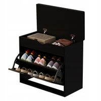 Szafka na buty z siedziskiem czarna z siedziskiem do przedpokoju loft 60 cm