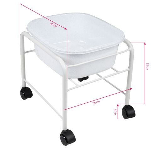 Brodzik do pedicure prosty z kółkami biały na Arena.pl