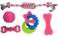 Zestaw różowych ZABAWEK dla SZCZENIAKA Gryzaki