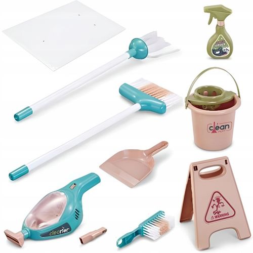 Zestaw do Sprzątania Czyszczenia dla Dzieci Wózek Mop Odkurzacz Miotła 16el na Arena.pl