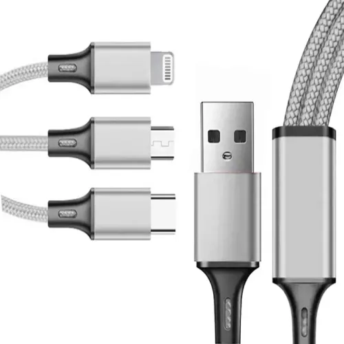 Kabel usb 3w1 1.2m do telefonu przewód lightning iphone micro usb-c na Arena.pl