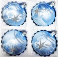 Bombki szklane 10cm 4 sztuki Ręcznie zdobione. Produkt polski (błękitny)