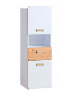 Nowoczesny Regał Niski Słupek Biały + Dąb Nash 45 cm LONER DL 3 kolory