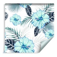 Tapeta do Salonu Kwiaty Hibiskusa i Liście Tropikalne ROLKA 10m