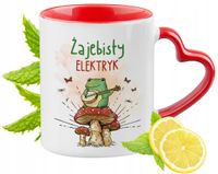 Kubek Dla Elektryka Czerwony Z Uszkiem W Kształcie Serca Na Prezent
