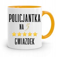 Kubek Żólty Dla Policjantki Na Pięć Gwiazdek Z Nadrukiem Ze Zdjęciem