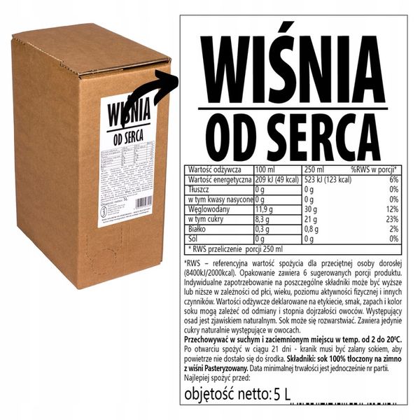 sok wiśnia wiśniowy 100% 4x5L z wiśni tłoczony bez cukru do herbaty wiśnia zdjęcie 4