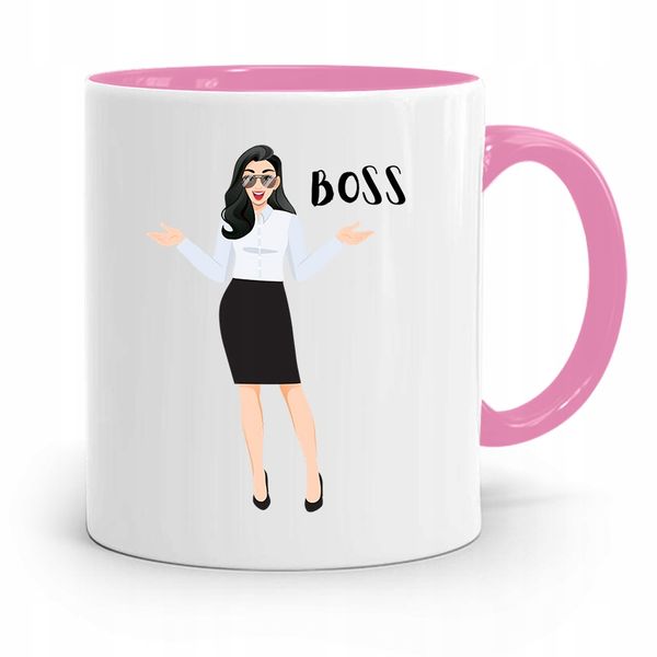 Kubek Różowy Prezent Dla Szefa Szefowej Boss Z Nadrukiem Ze Zdjęciem zdjęcie 1