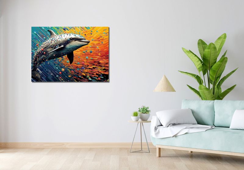 Obraz 100x70cm Delfin w Palecie Barw zdjęcie 2