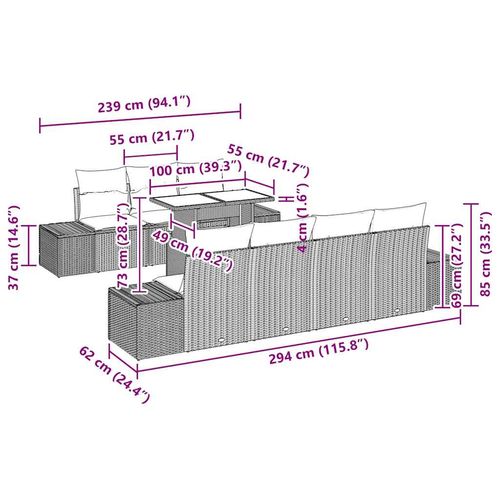 Zestaw Sof na Ogród 8 pcs Brązowy i Kremowy 100 x 55 x 73 cm na Arena.pl
